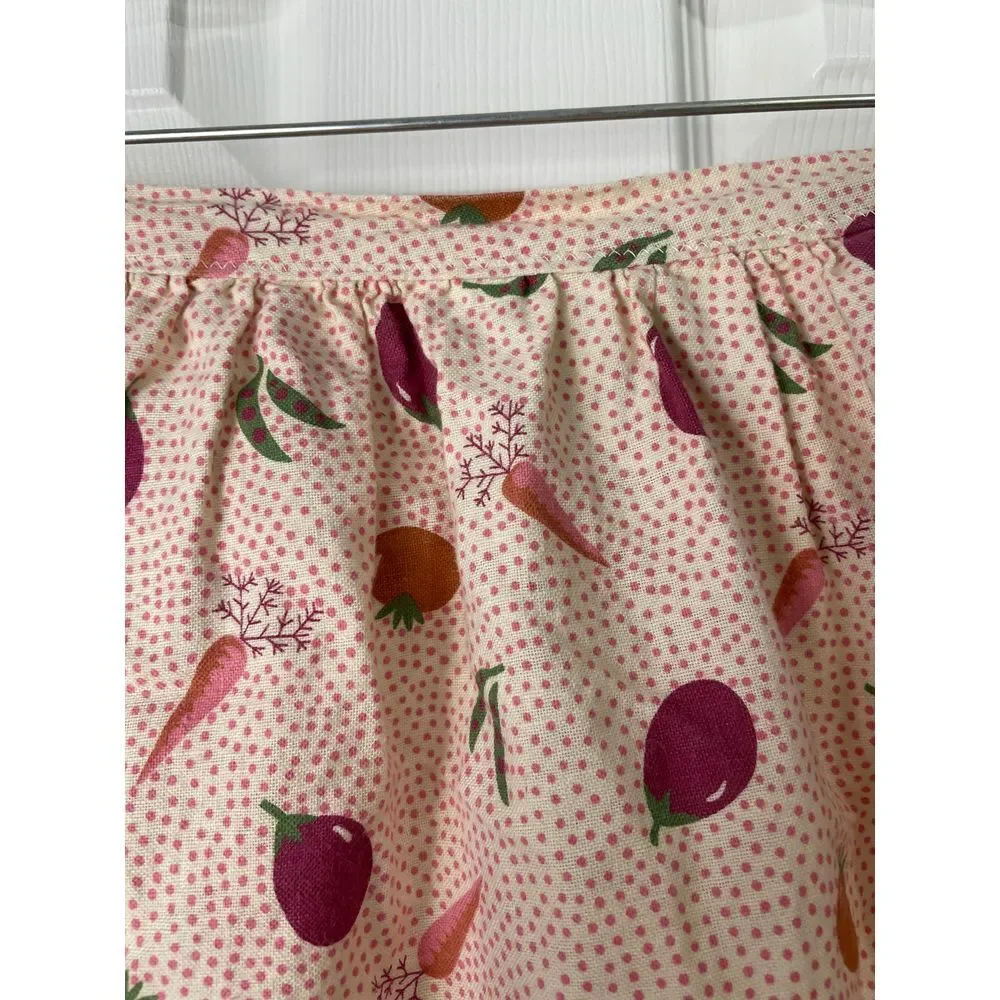 Vintage Handmade Waist Tie‎ Apron 1 Pocket Veggie Pattern